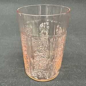 Federal‎ Glass 'Sharon (Cabbage Rose)' 9 Oz Pink Flat Tumbler, Vintage